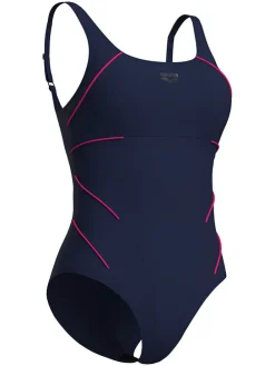 Badpak donkerblauw/roze