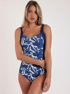 Badpak donkerblauw/wit