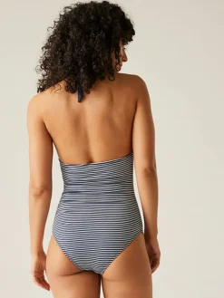 Badpak "Flavia" donkerblauw/wit