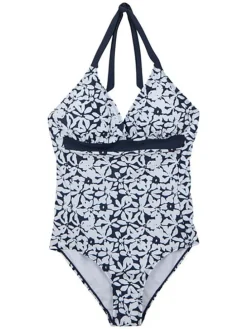 Badpak "Flavia" wit/donkerblauw