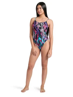 Badpak zwart/roze/turquoise