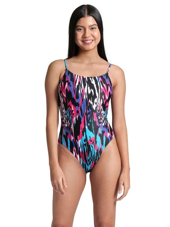 Badpak zwart/roze/turquoise