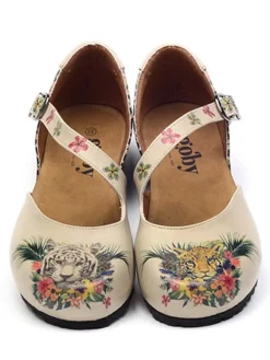 Ballerina's met bandje beige/meerkleurig