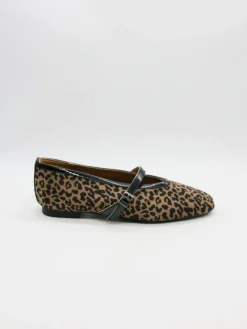 Ballerina's met bandje camel/zwart