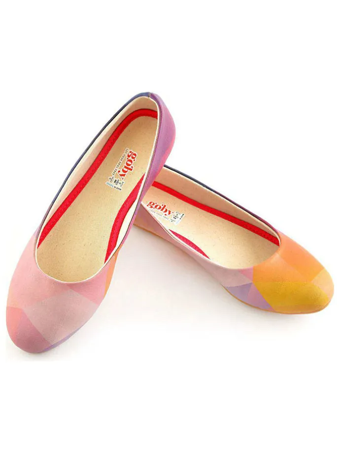 Ballerina's oranje/roze/meerkleurig
