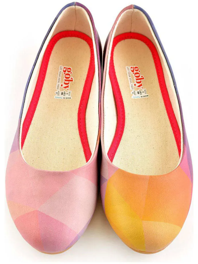 Ballerina's oranje/roze/meerkleurig