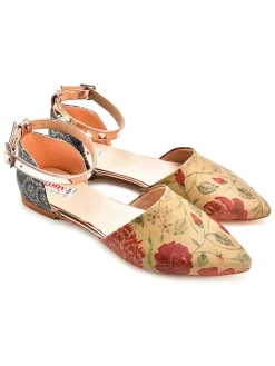 Ballerina's rood/beige/donkerblauw