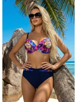 Bikini donkerblauw/meerkleurig
