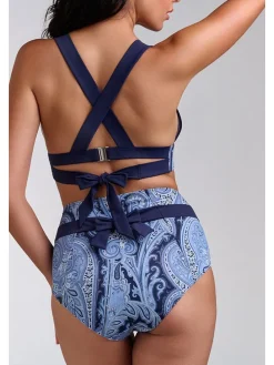 Bikinislip donkerblauw/lichtblauw