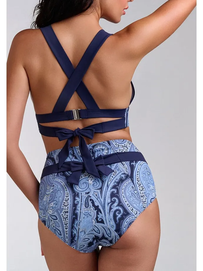 Bikinislip donkerblauw/lichtblauw