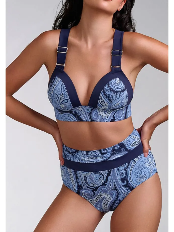Bikinislip donkerblauw/lichtblauw