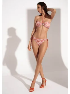 Bikinislip "Iceland" koraalrood/wit