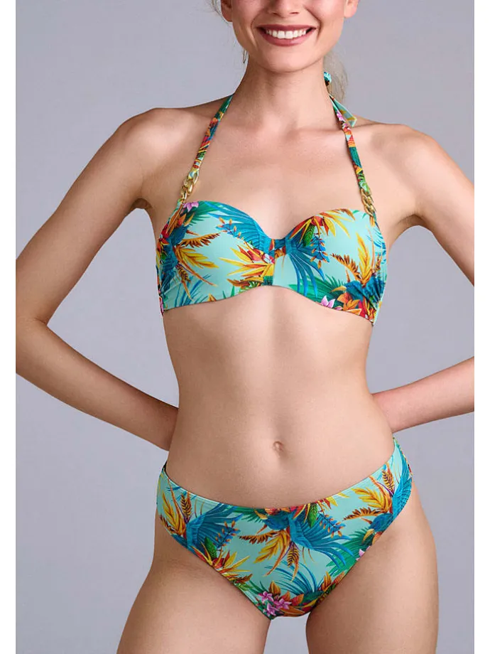 Bikinislip lichtblauw/meerkleurig