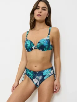 Bikinislip "Summer Fleur" turquoise/donkerblauw