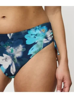 Bikinislip "Summer Fleur" turquoise/donkerblauw