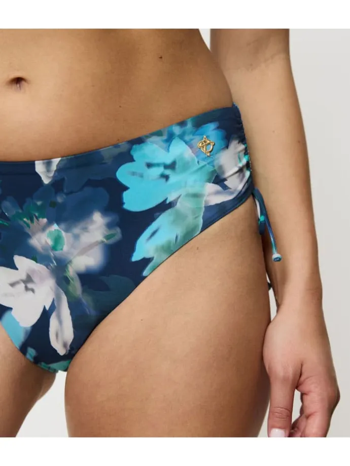Bikinislip "Summer Fleur" turquoise/donkerblauw