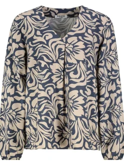 Blouse beige/blauw