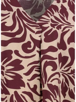 Blouse beige/bordeaux