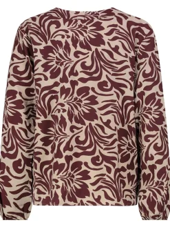 Blouse beige/bordeaux