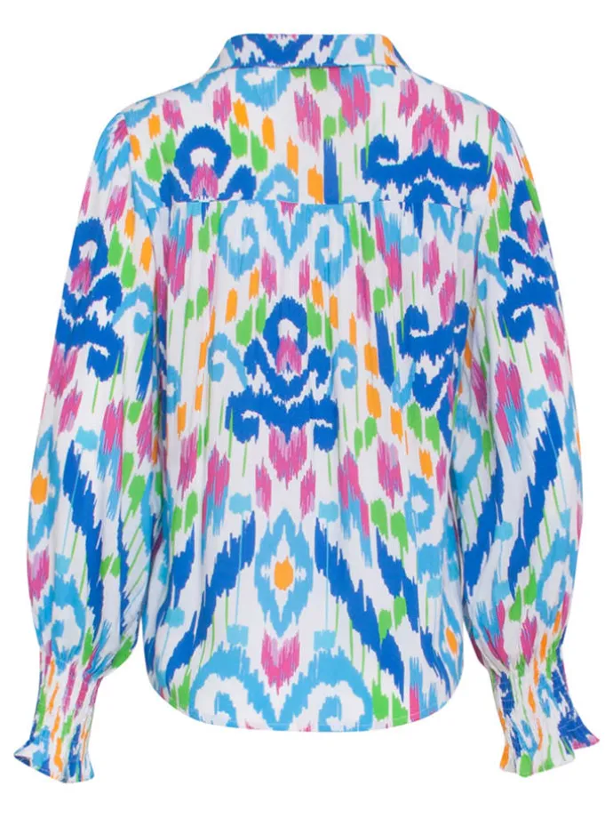 Blouse blauw/meerkleurig