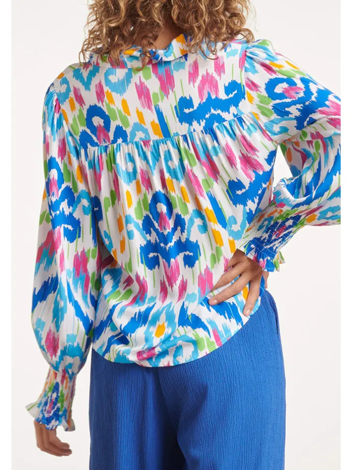 Blouse blauw/meerkleurig