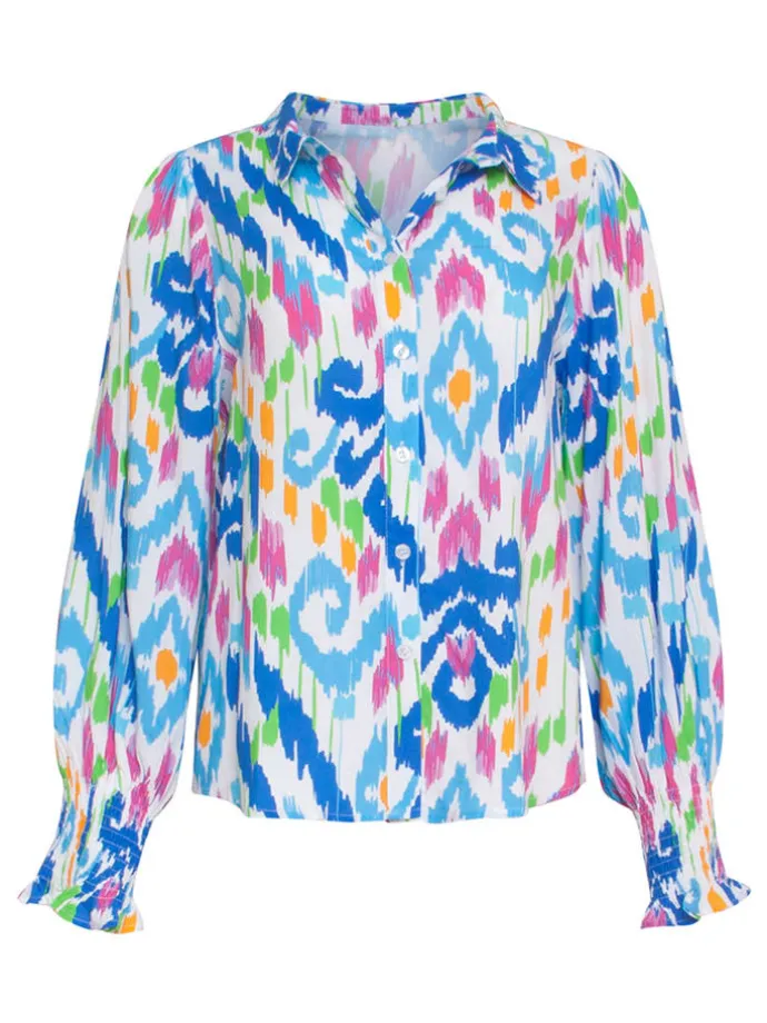 Blouse blauw/meerkleurig