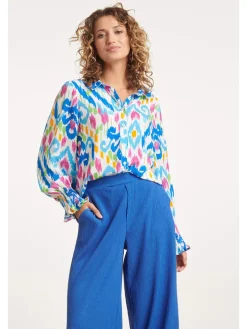 Blouse blauw/meerkleurig