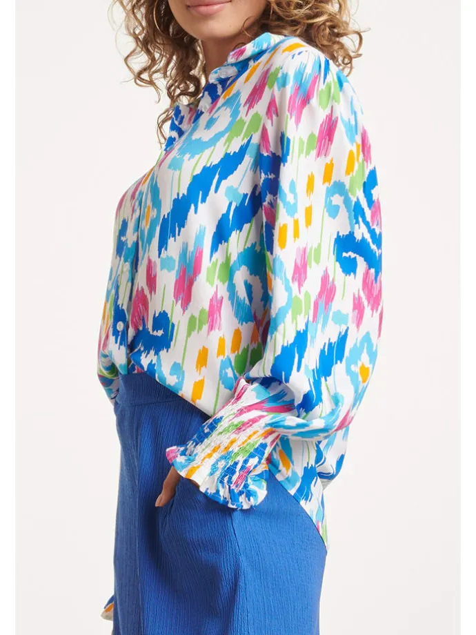 Blouse blauw/meerkleurig