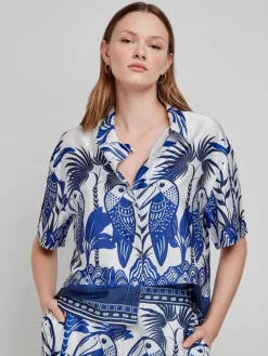 Blouse blauw/wit