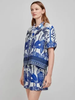 Blouse blauw/wit