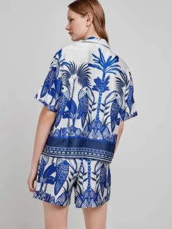 Blouse blauw/wit