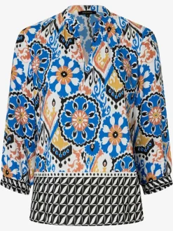 Blouse blauw/zwart/wit