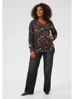 Blouse bordeaux/zwart