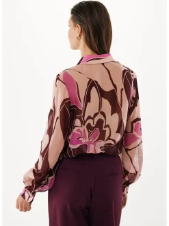 Blouse bruin/beige/roze