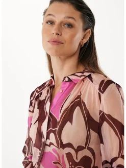 Blouse bruin/beige/roze