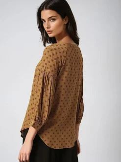 Blouse camel/roze