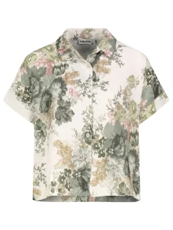 Blouse crème/donkergroen