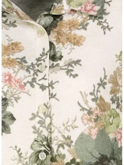 Blouse crème/donkergroen