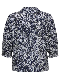 Blouse donkerblauw/wit
