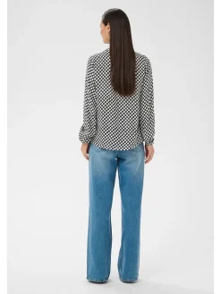 Blouse donkerblauw/wit