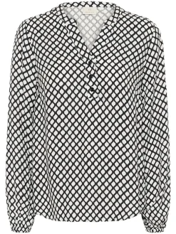 Blouse donkerblauw/wit