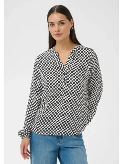 Blouse donkerblauw/wit