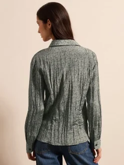 Blouse grijs/olijfgroen