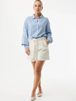 Blouse lichtblauw/wit