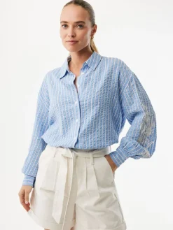 Blouse lichtblauw/wit