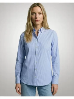 Blouse lichtblauw/wit