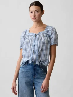 Blouse lichtblauw/wit