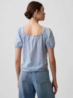 Blouse lichtblauw/wit
