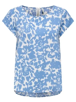 Blouse lichtblauw/wit
