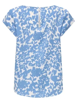 Blouse lichtblauw/wit